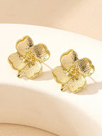 עגילי פרחים בזהב